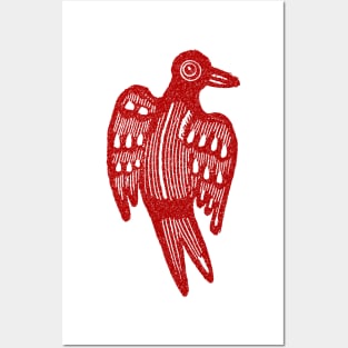 Aztec Mayan Style Crow curve wavy pattern On white background Posters and Art